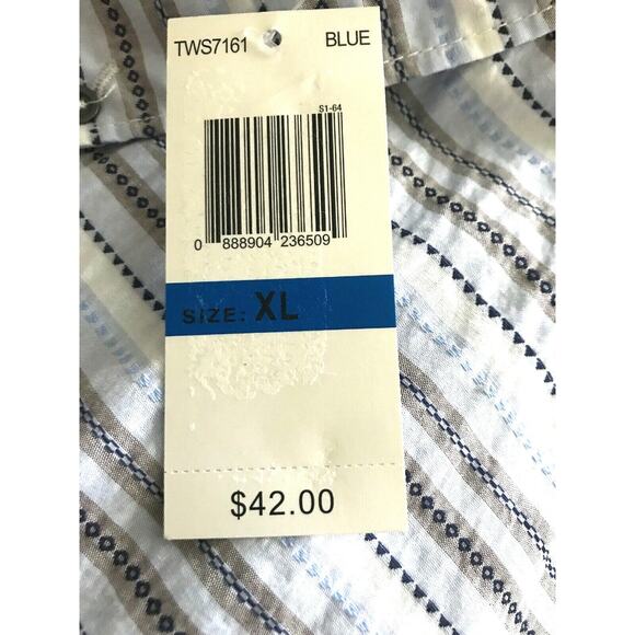 Thread & Cloth Shirt Mens Size XL Button Front Blue Stripe Casual TWS7161 $42 - Picture 4 of 5